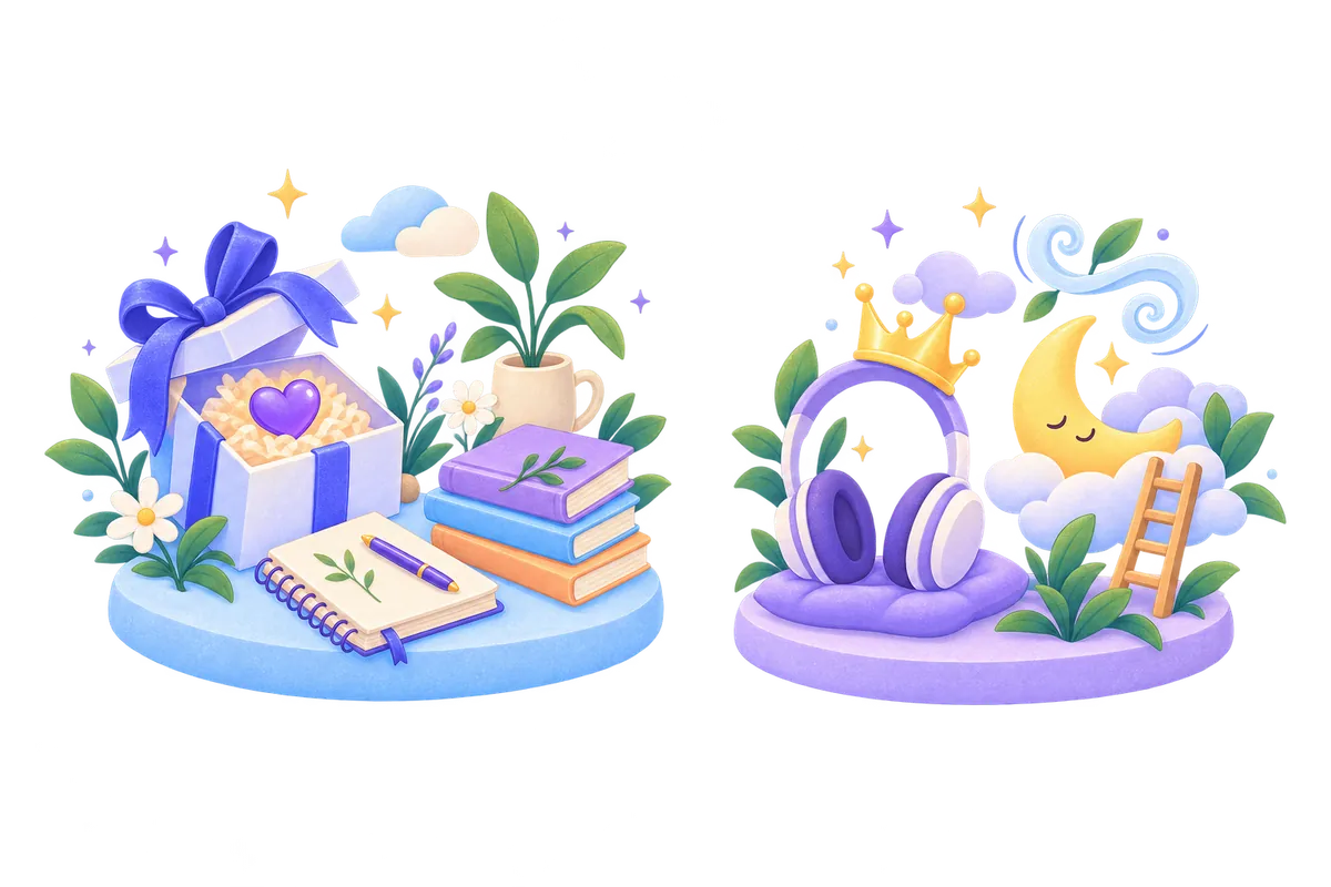Free features in a gift box next to Premium features with a small crown.