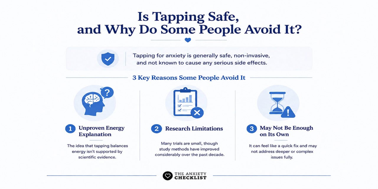 Three reasons some people avoid EFT tapping: the unproven energy explanation, research limitations, and that it may not be enough on its own