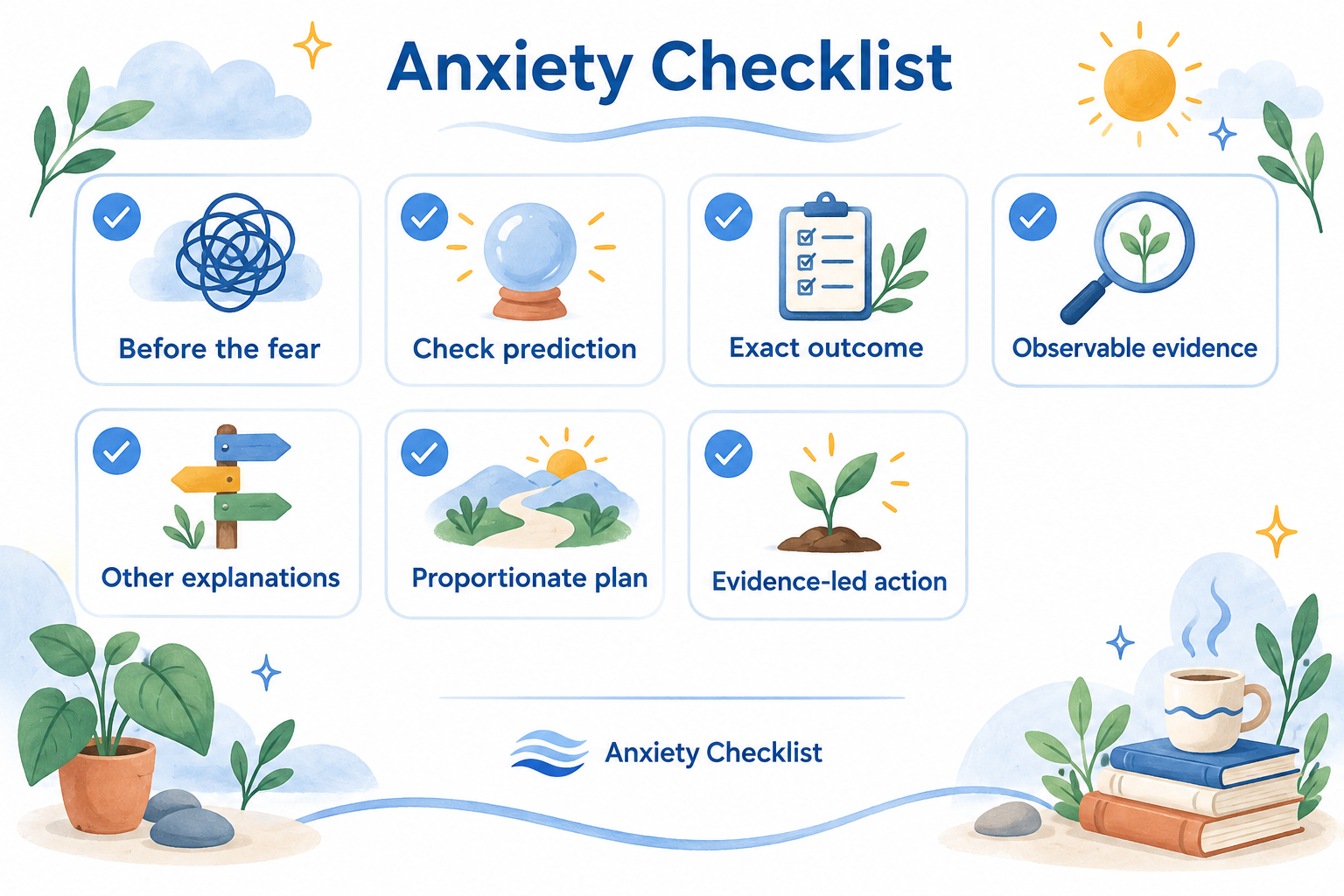 Five-question checklist for turning a fear into a proportionate, evidence-based action plan.